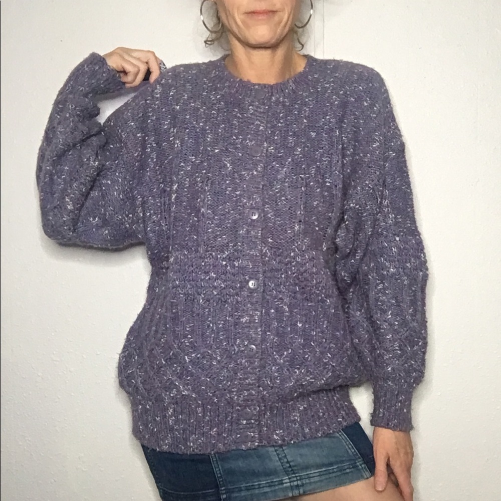 👾VTG oversized button down knit cardigan sweater